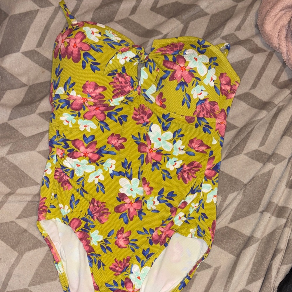 Kona Sol Yellow Floral Swimsuit